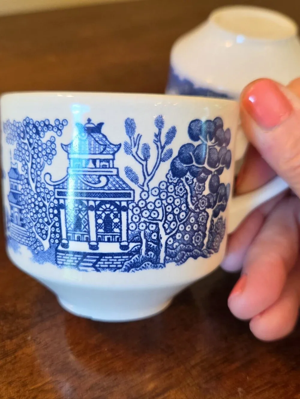 Set of 3 Vtg Churchill Blue Willow Tea/Coffee Cups Made in England Traditional